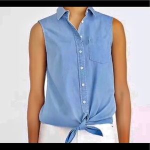 JCrew Factory Chambray Tie-Waist Tank Top